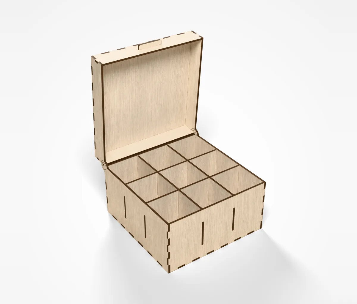 Hinged Chest - laser-cut box with a wooden hinge (3/9)