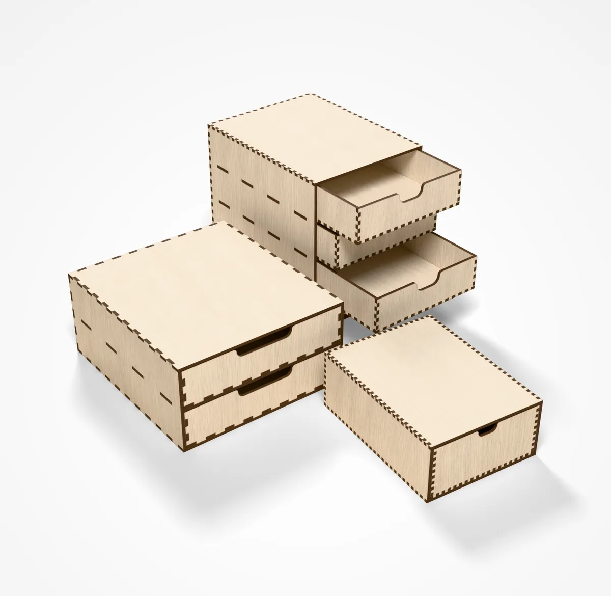 Caja con cajones - de uno a cinco cajones en una carcasa