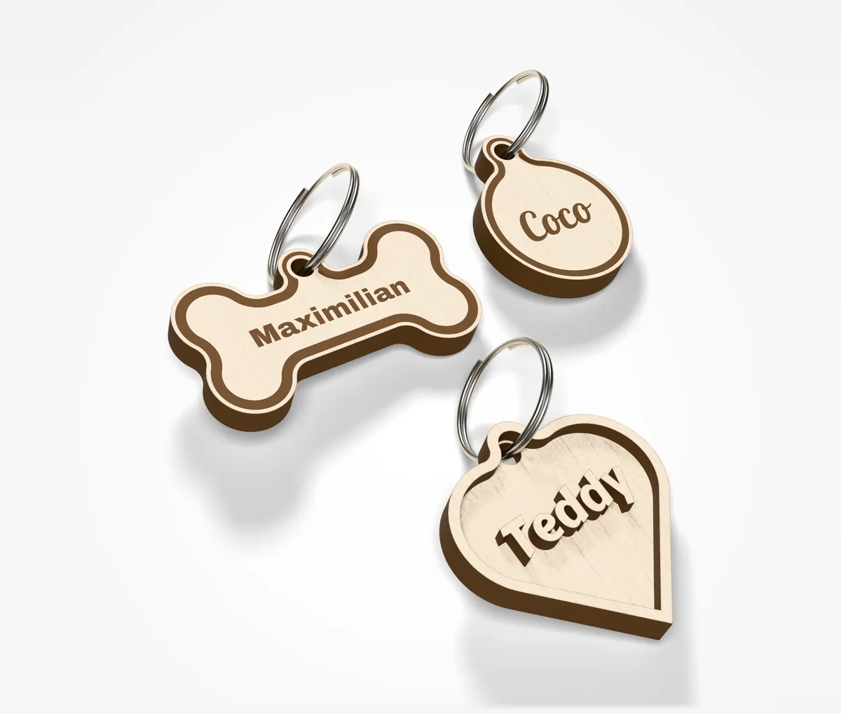 Laser-Cut Dog Tag - two plates, name and phone engraved (4/5)