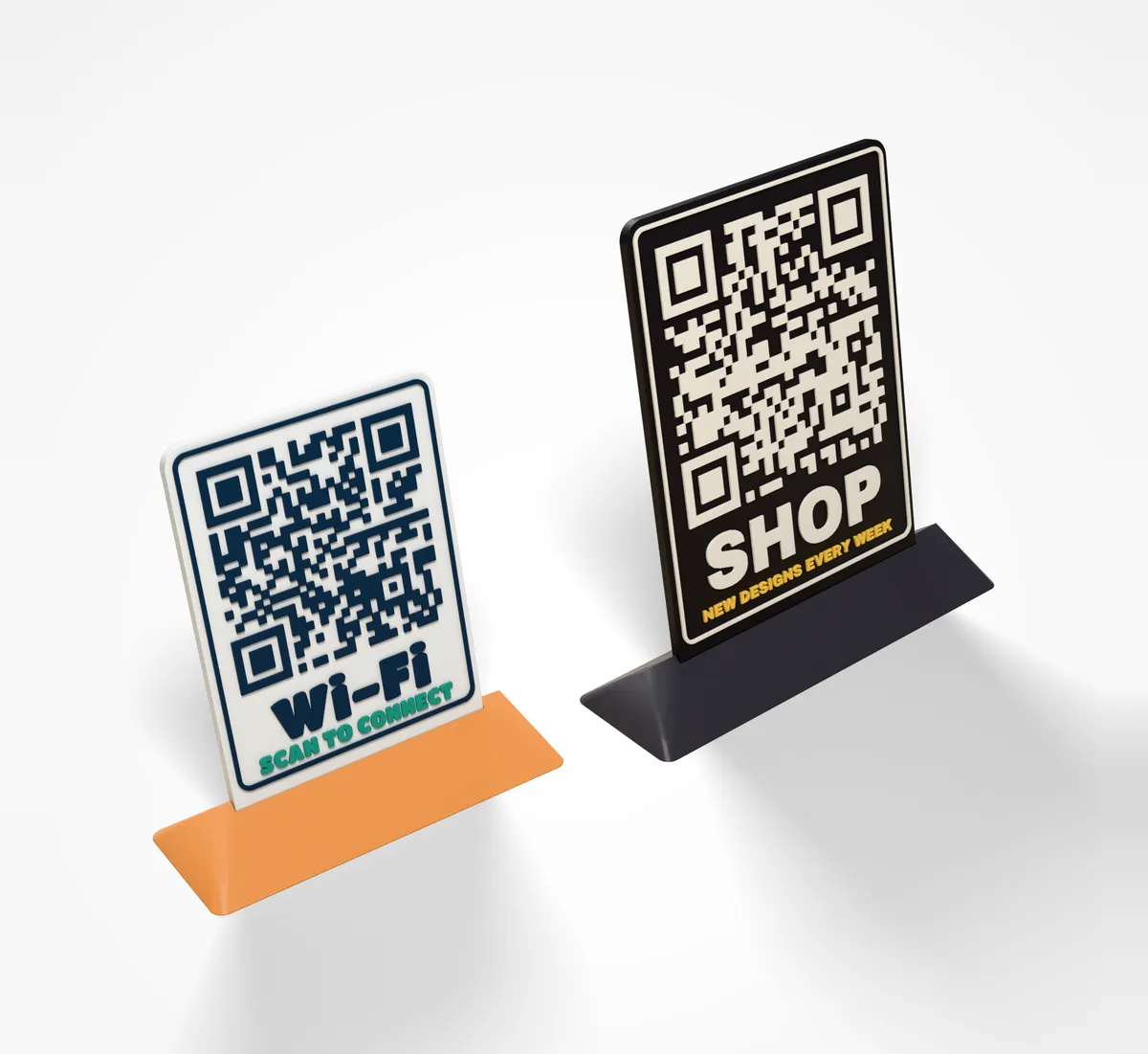 QR Code Sign - Wi-Fi, menu or link on a stand