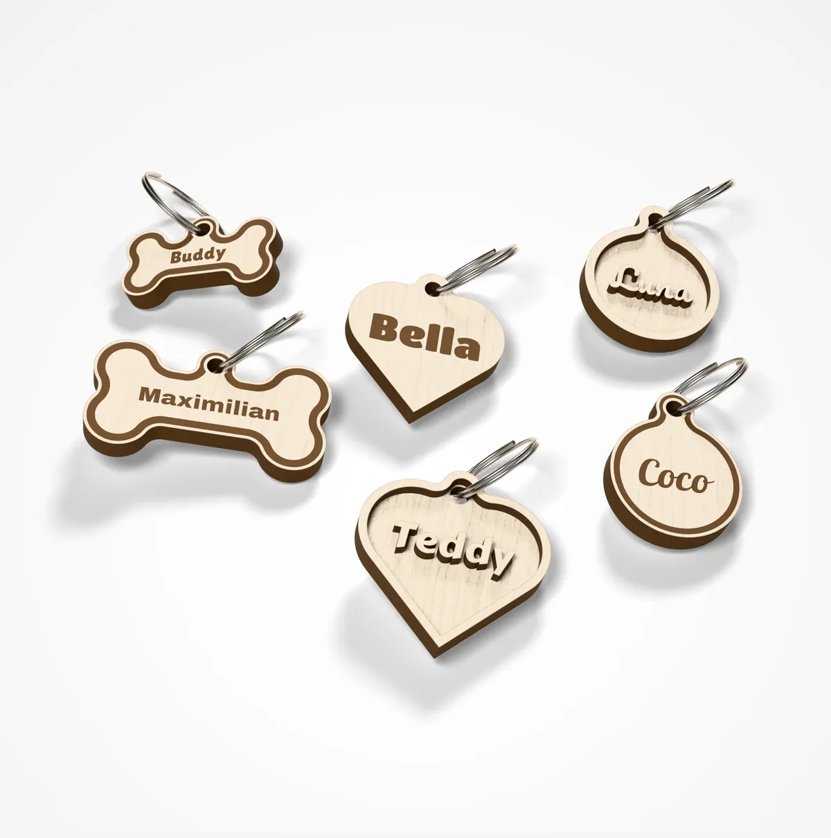 Laser-Cut Dog Tag - two plates, name and phone engraved (3/5)