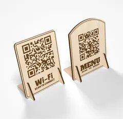 Laser-Cut QR Sign - Wi-Fi or link on slot-in feet