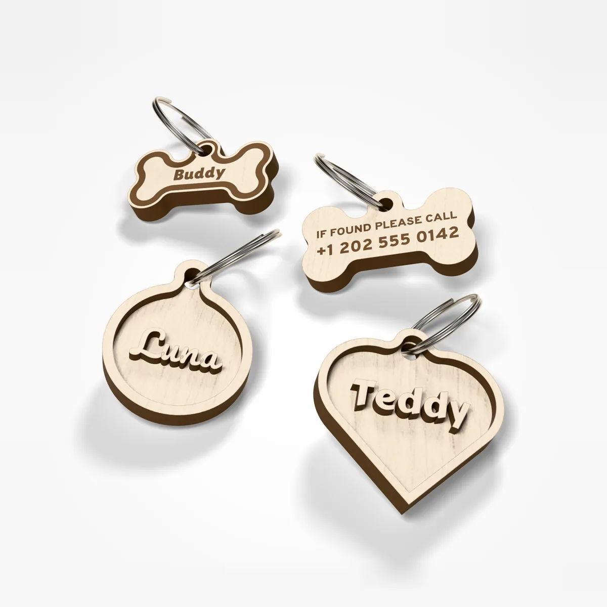Laser-Cut Dog Tag - two plates, name and phone engraved (2/5)