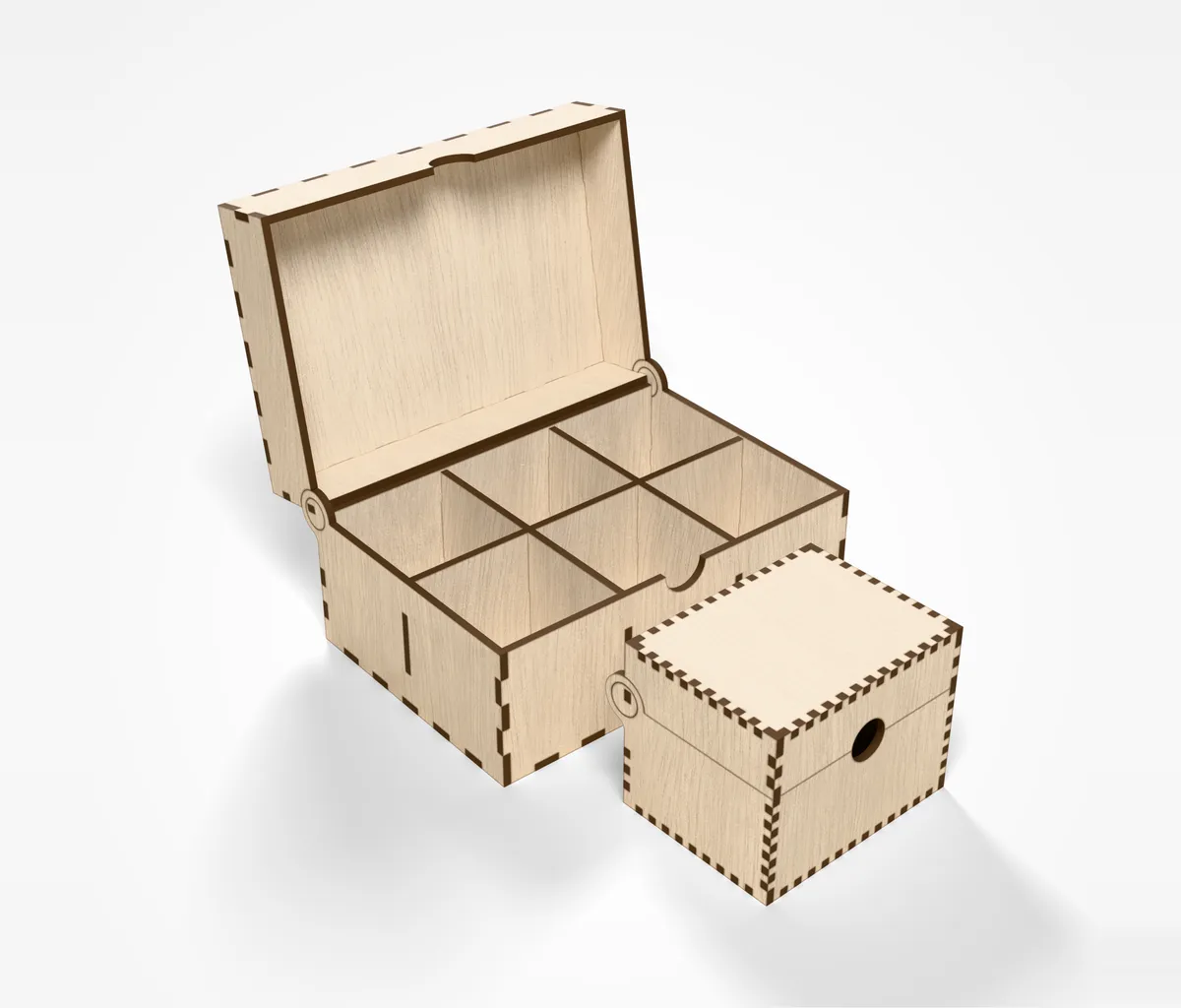 Hinged Chest - laser-cut box with a wooden hinge (8/9)